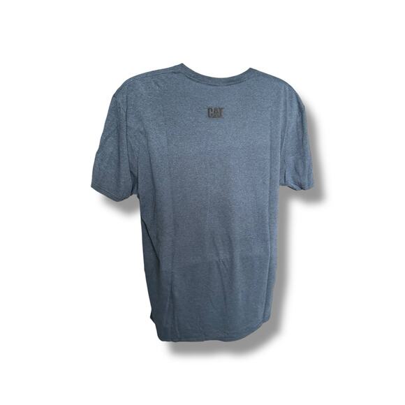 Caterpillar CAT Unisex Retro Round C Logo Graphic T-shirt Blue Heather Size XL - Picture 3 of 4